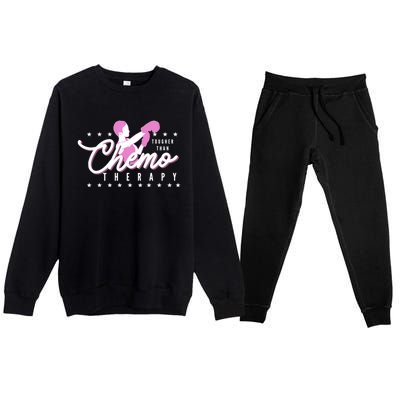 Breast Cancer Awareness Tougher Than Chemotherapy Meaningful Gift Premium Crewneck Sweatsuit Set