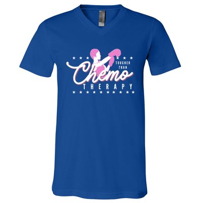 Breast Cancer Awareness Tougher Than Chemotherapy Meaningful Gift V-Neck T-Shirt