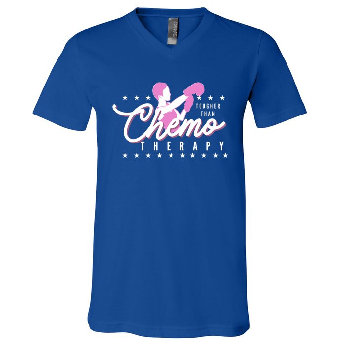 Breast Cancer Awareness Tougher Than Chemotherapy Meaningful Gift V-Neck T-Shirt