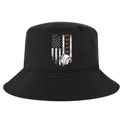 Baseball Coach American Flag Baseball Trainer Coaching Cool Comfort Performance Bucket Hat