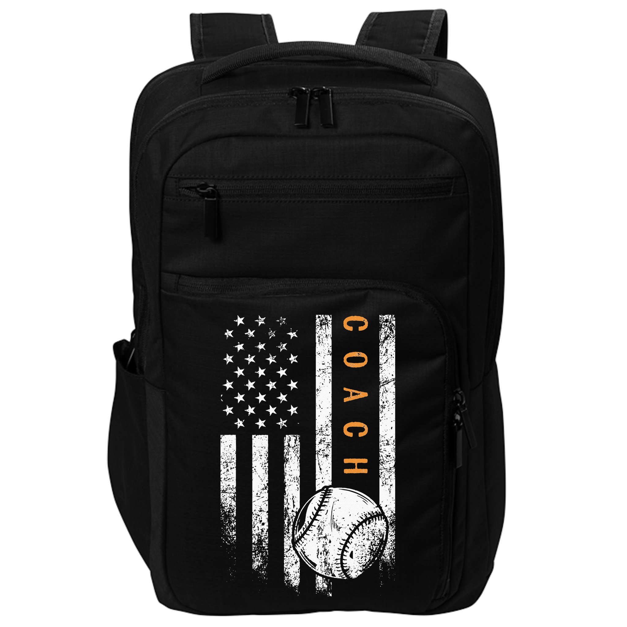 Baseball Coach American Flag Baseball Trainer Coaching Impact Tech Backpack