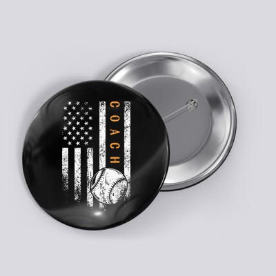 Baseball Coach American Flag Baseball Trainer Coaching Button