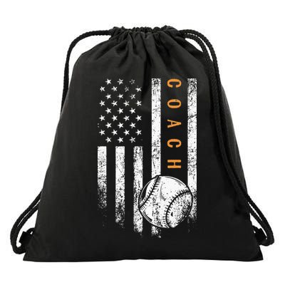 Baseball Coach American Flag Baseball Trainer Coaching Drawstring Bag