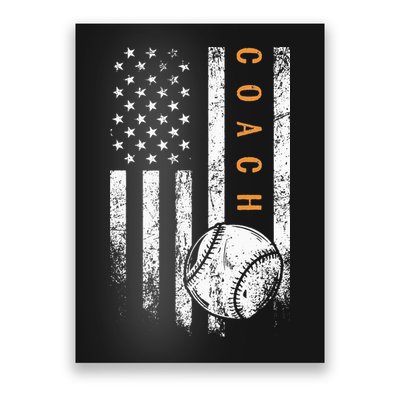 Baseball Coach American Flag Baseball Trainer Coaching Poster