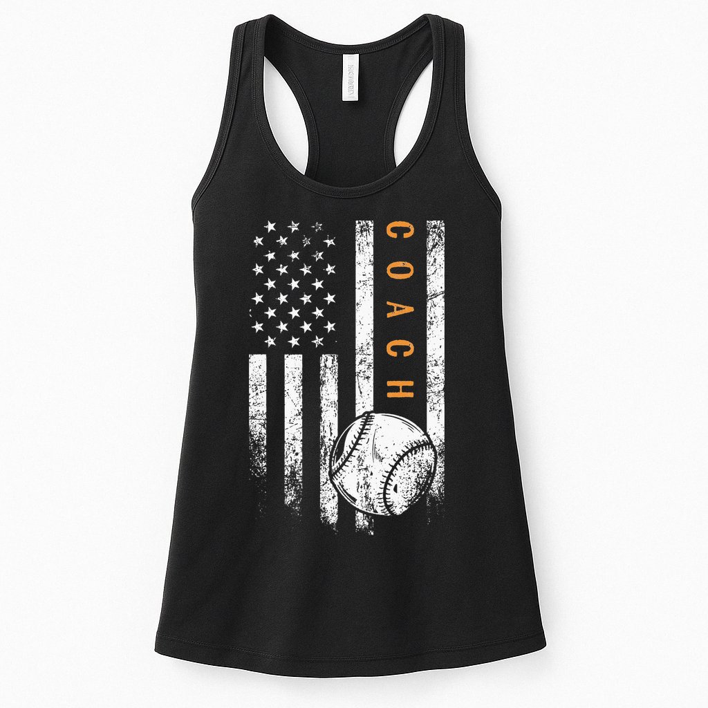 Baseball Coach American Flag Baseball Trainer Coaching Womens Tank Top