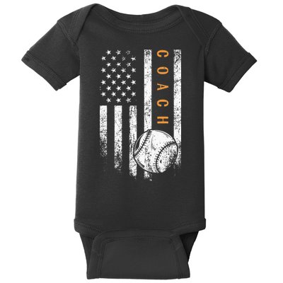 Baseball Coach American Flag Baseball Trainer Coaching Baby Bodysuit
