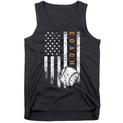 Baseball Coach American Flag Baseball Trainer Coaching Tank Top