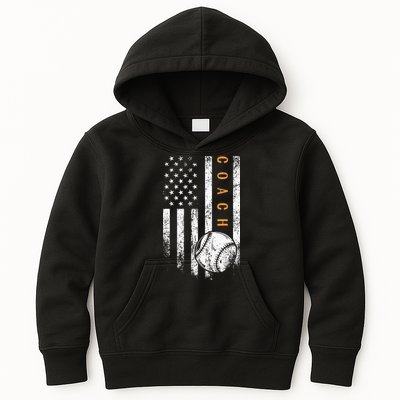 Baseball Coach American Flag Baseball Trainer Coaching Kids Hoodie