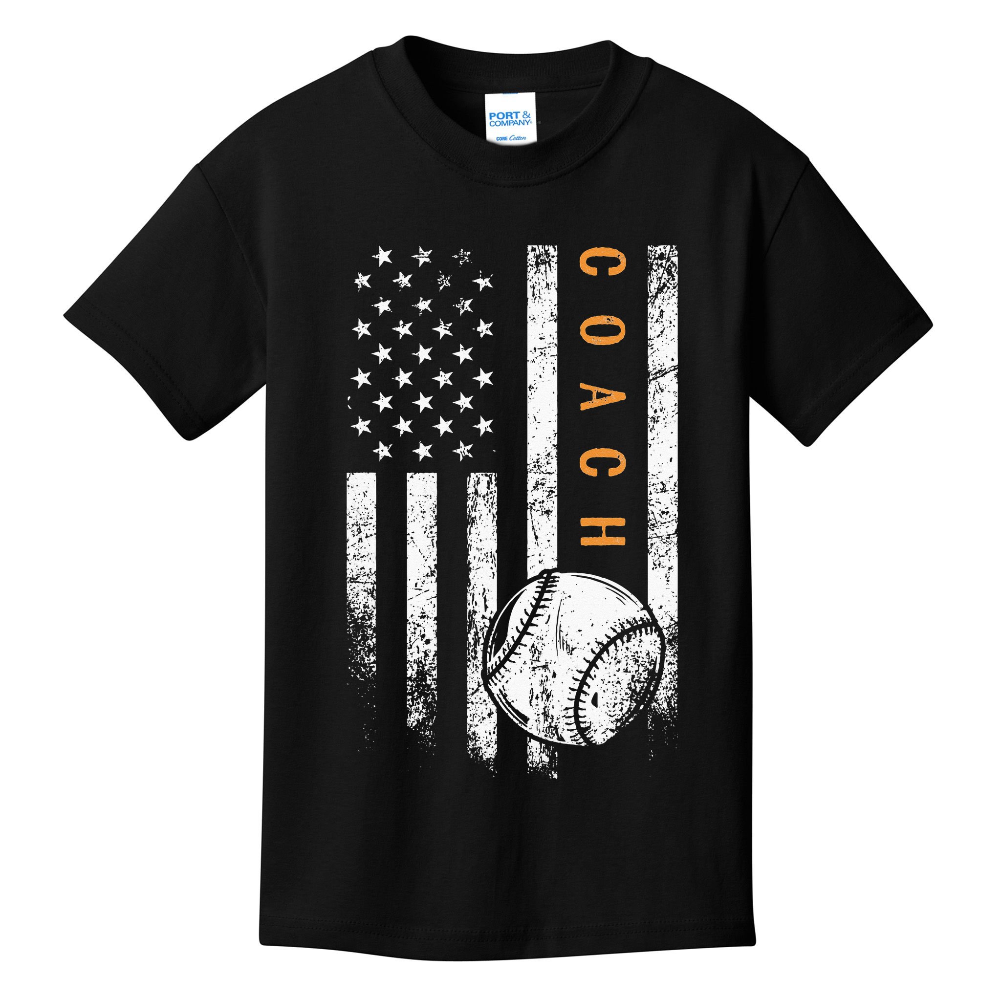 Baseball Coach American Flag Baseball Trainer Coaching Kids T-Shirt