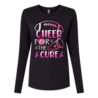 Breast Cancer Awareness Cheer For The Cure Womens Cotton Relaxed Long Sleeve T-Shirt