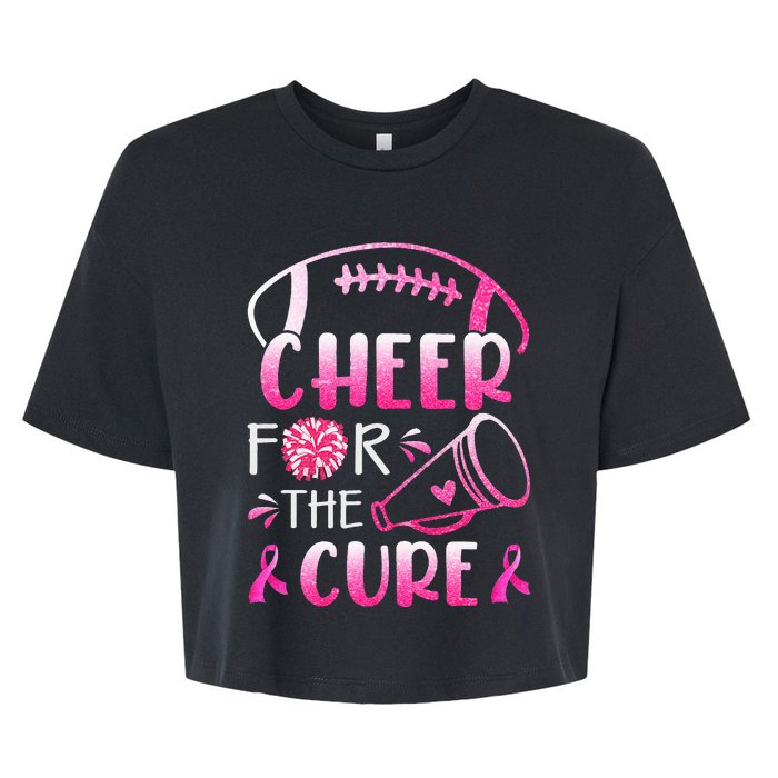 Breast Cancer Awareness Cheer For The Cure Bella+Canvas Jersey Crop Tee