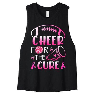 Breast Cancer Awareness Cheer For The Cure Women's Racerback Cropped Tank