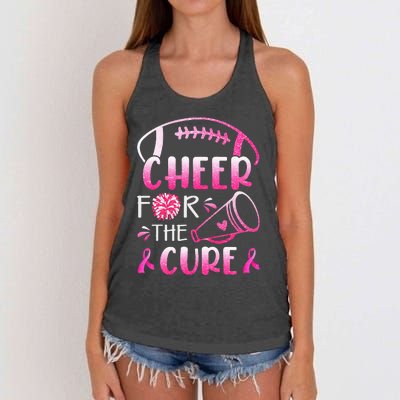 Breast Cancer Awareness Cheer For The Cure Women's Knotted Racerback Tank