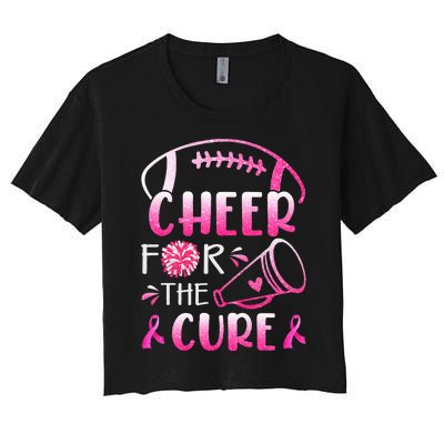 Breast Cancer Awareness Cheer For The Cure Women's Crop Top Tee