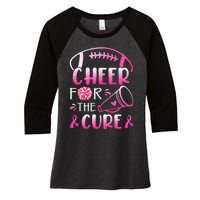 Breast Cancer Awareness Cheer For The Cure Women's Tri-Blend 3/4-Sleeve Raglan Shirt