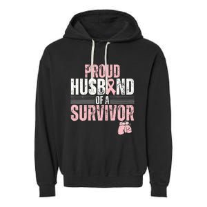 Breast Cancer Awareness Support for Proud Spouses Garment-Dyed Fleece Hoodie