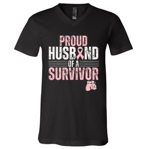 Breast Cancer Awareness Support for Proud Spouses V-Neck T-Shirt