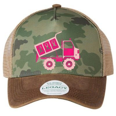 Breast Cancer Awareness with a Pink Ribbon Dump Truck Legacy Tie Dye Trucker Hat