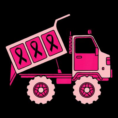 Breast Cancer Awareness with a Pink Ribbon Dump Truck T-Shirt