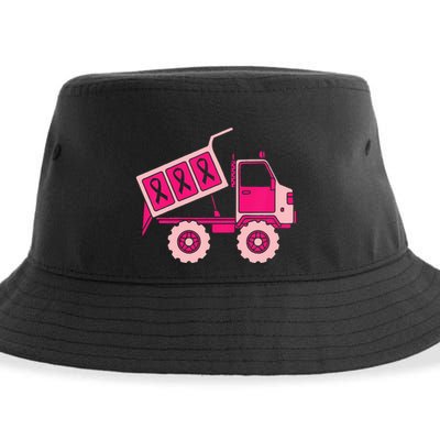 Breast Cancer Awareness with a Pink Ribbon Dump Truck Sustainable Bucket Hat