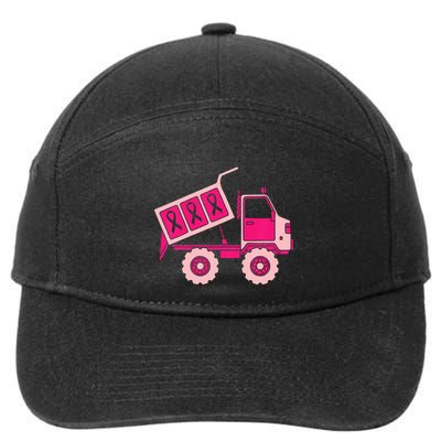 Breast Cancer Awareness with a Pink Ribbon Dump Truck 7-Panel Snapback Hat