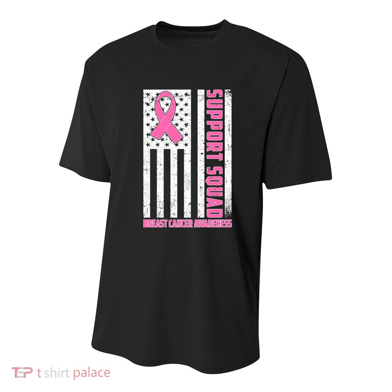 Breast Cancer Awareness Support Squad Distressed USA Flag Youth Performance Sprint T-Shirt