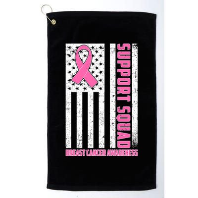 Breast Cancer Awareness Support Squad Distressed USA Flag Golf Towel
