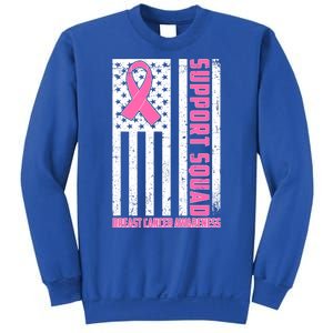 Breast Cancer Awareness Support Squad Distressed USA Flag Sweatshirt