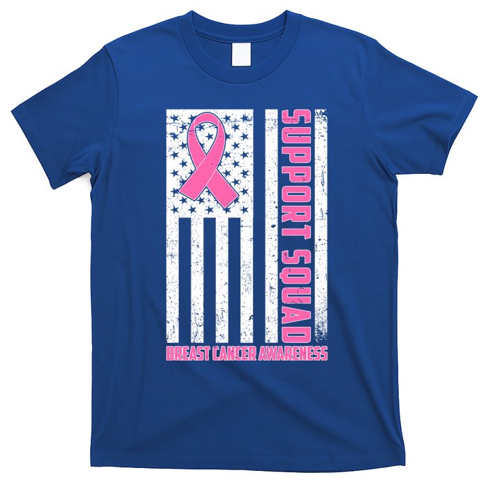 Breast Cancer Awareness Support Squad Distressed USA Flag T-Shirt