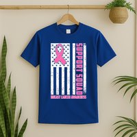 Breast Cancer Awareness Support Squad Distressed USA Flag T-Shirt