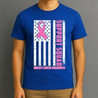 Breast Cancer Awareness Support Squad Distressed USA Flag T-Shirt