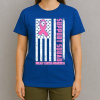 Breast Cancer Awareness Support Squad Distressed USA Flag T-Shirt