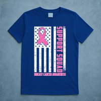 Breast Cancer Awareness Support Squad Distressed USA Flag T-Shirt