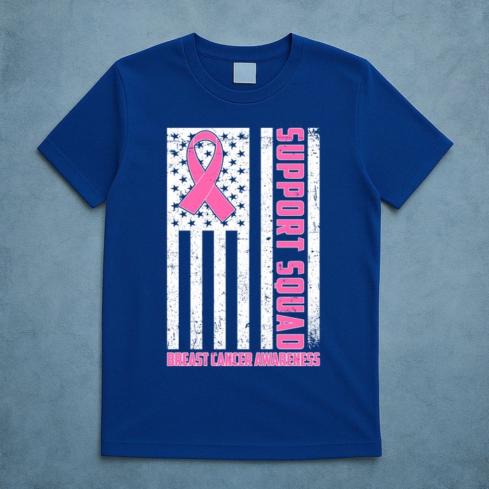 Breast Cancer Awareness Support Squad Distressed USA Flag T-Shirt