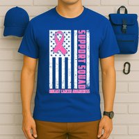 Breast Cancer Awareness Support Squad Distressed USA Flag T-Shirt