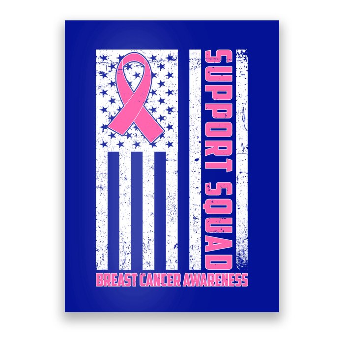 Breast Cancer Awareness Support Squad Distressed USA Flag Poster
