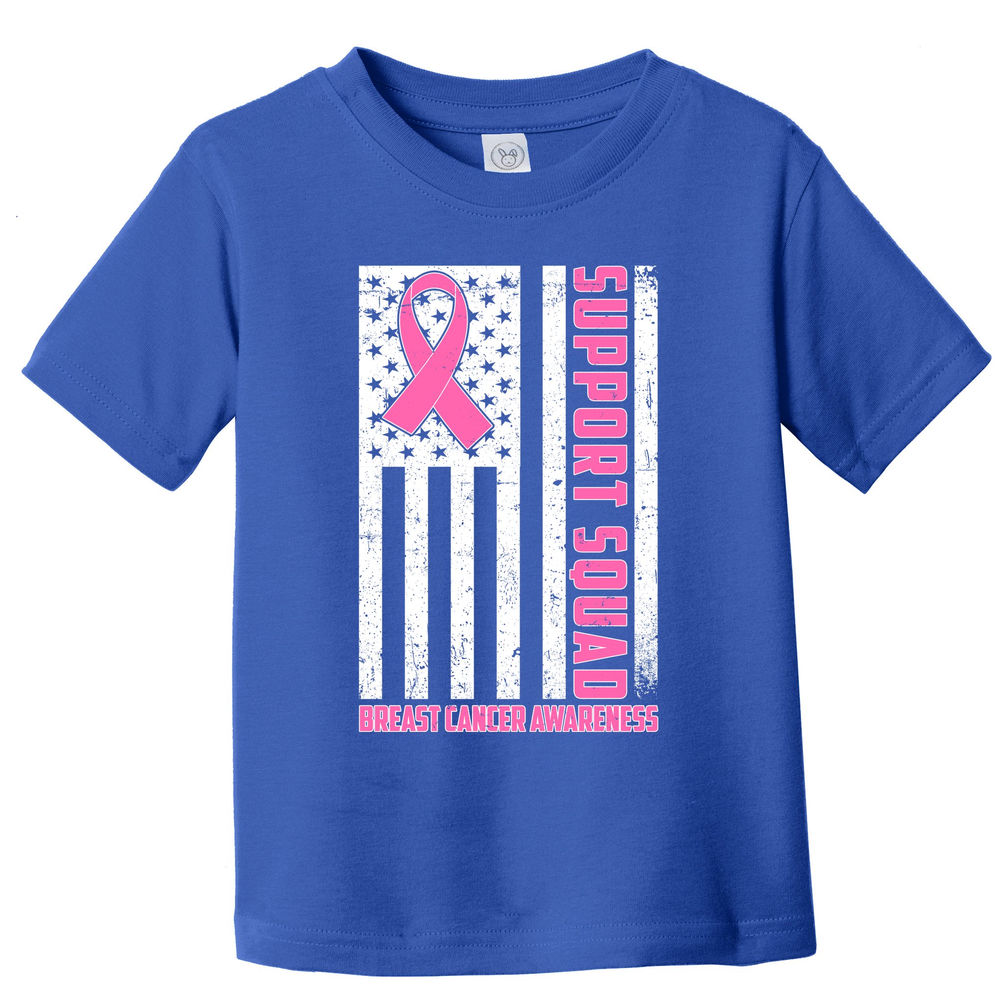 Breast Cancer Awareness Support Squad Distressed USA Flag Toddler T-Shirt