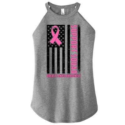 Breast Cancer Awareness Support Squad Distressed USA Flag Women’s Perfect Tri Rocker Tank