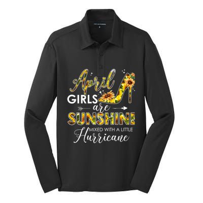 Bday Classic April Girls Are Sunshine Mixed With Hurricane Meaningful Gift Silk Touch Performance Long Sleeve Polo