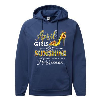 Bday Classic April Girls Are Sunshine Mixed With Hurricane Meaningful Gift Performance Fleece Hoodie