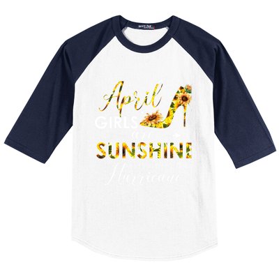 Bday Classic April Girls Are Sunshine Mixed With Hurricane Meaningful Gift Baseball Sleeve Shirt