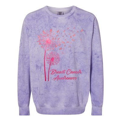 Breast Cancer Awareness Dandelion Pink Ribbon Colorblast Crewneck Sweatshirt