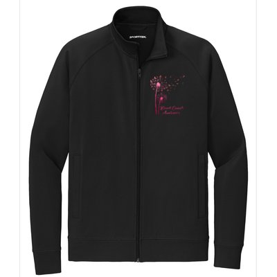 Breast Cancer Awareness Dandelion Pink Ribbon Stretch Full-Zip Cadet Jacket