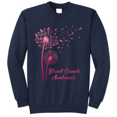 Breast Cancer Awareness Dandelion Pink Ribbon Tall Sweatshirt