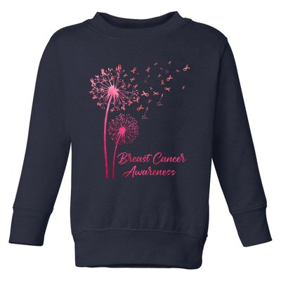 Breast Cancer Awareness Dandelion Pink Ribbon Toddler Sweatshirt