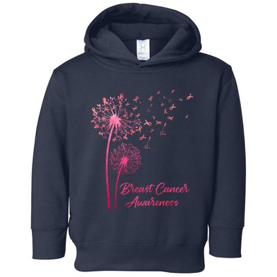 Breast Cancer Awareness Dandelion Pink Ribbon Toddler Hoodie