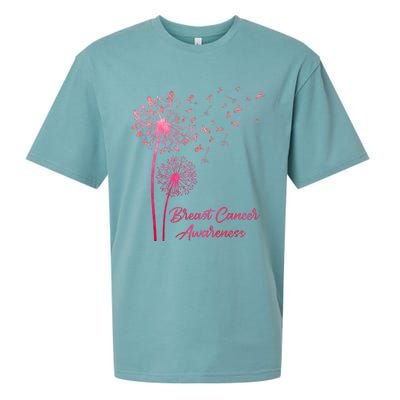 Breast Cancer Awareness Dandelion Pink Ribbon Sueded Cloud Jersey T-Shirt