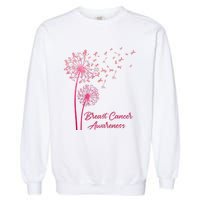 Breast Cancer Awareness Dandelion Pink Ribbon Garment-Dyed Sweatshirt