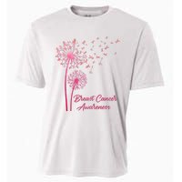 Breast Cancer Awareness Dandelion Pink Ribbon Cooling Performance Crew T-Shirt