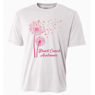 Breast Cancer Awareness Dandelion Pink Ribbon Cooling Performance Crew T-Shirt